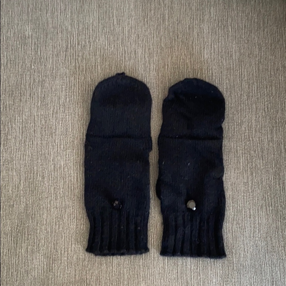 Black Jcrew Mittens with Jewel Detail